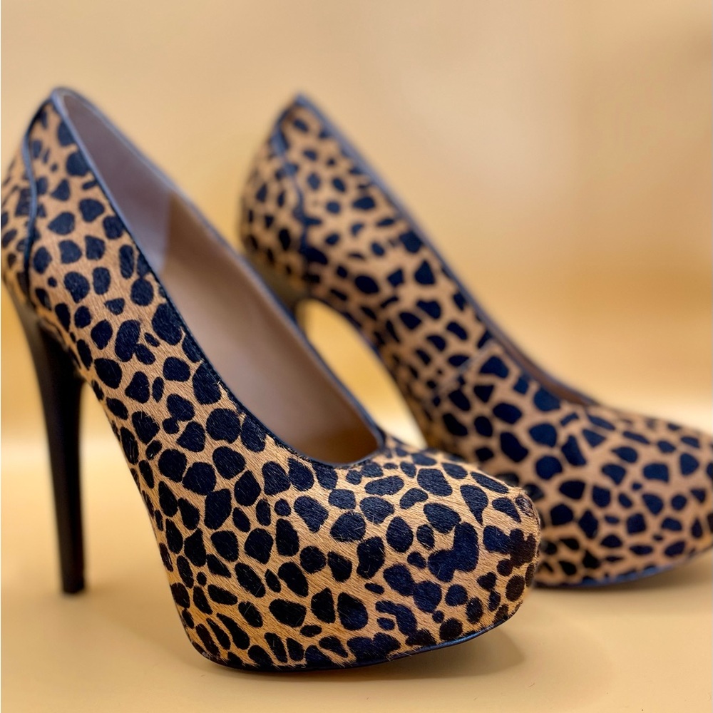 Nine West Aldusa Cheetah Print Hidden Platform Sky High Stiletto Pumps 5M NWB - Picture 4 of 14